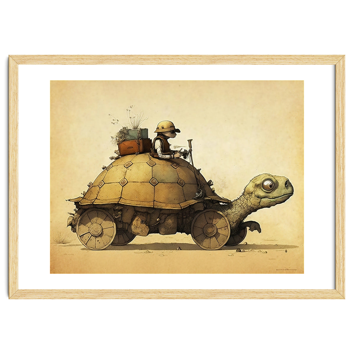 Tortoise Car Steampunk Illustration