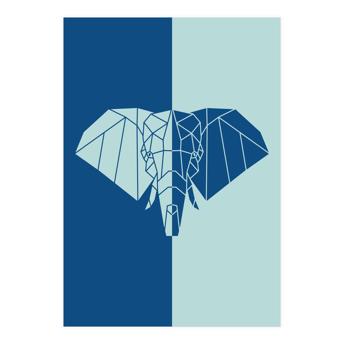 ELEPHANT IN BLUE ! POLYGON ART (Print Only)