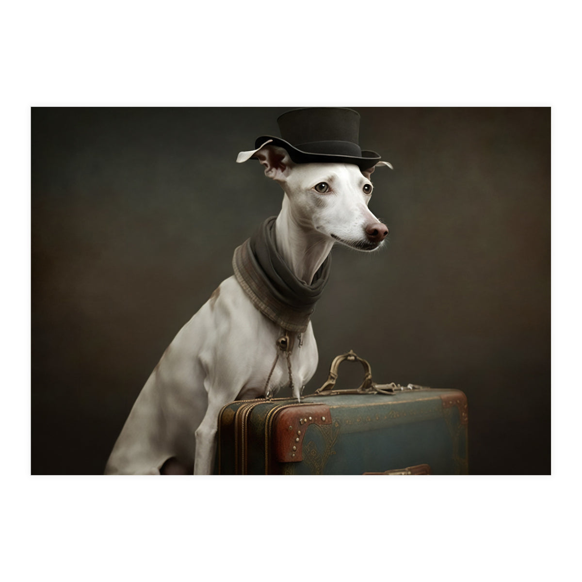 Whippet with His Suitcase (Print Only)