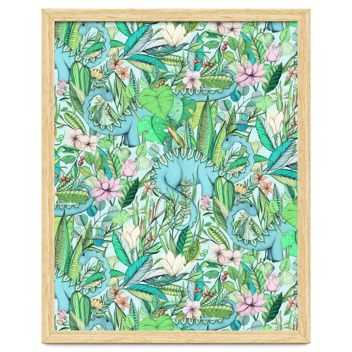 Improbable Botanical with Dinosaurs - soft pastels