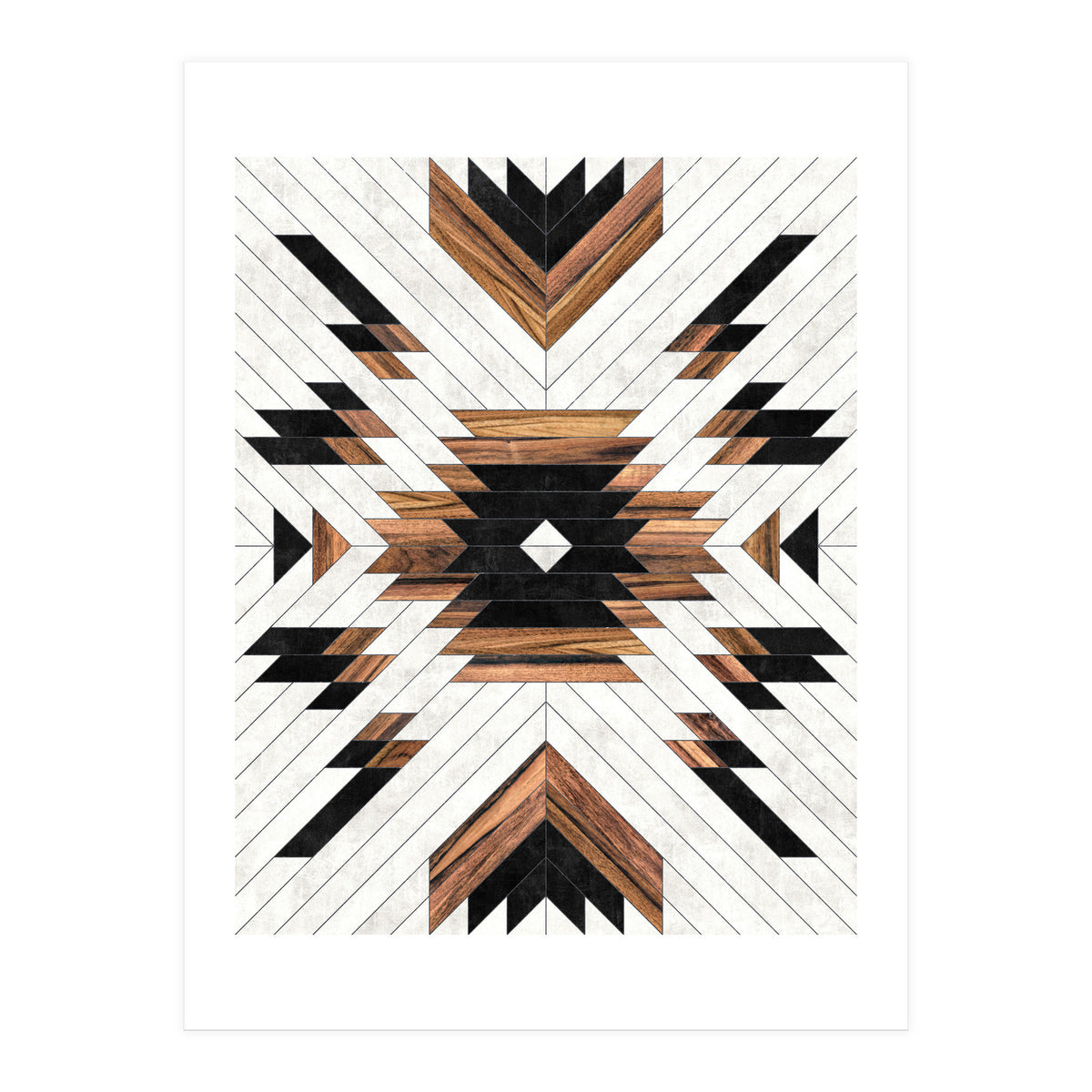 Urban Tribal Pattern No.5 - Aztec - Concrete and Wood (Print Only)