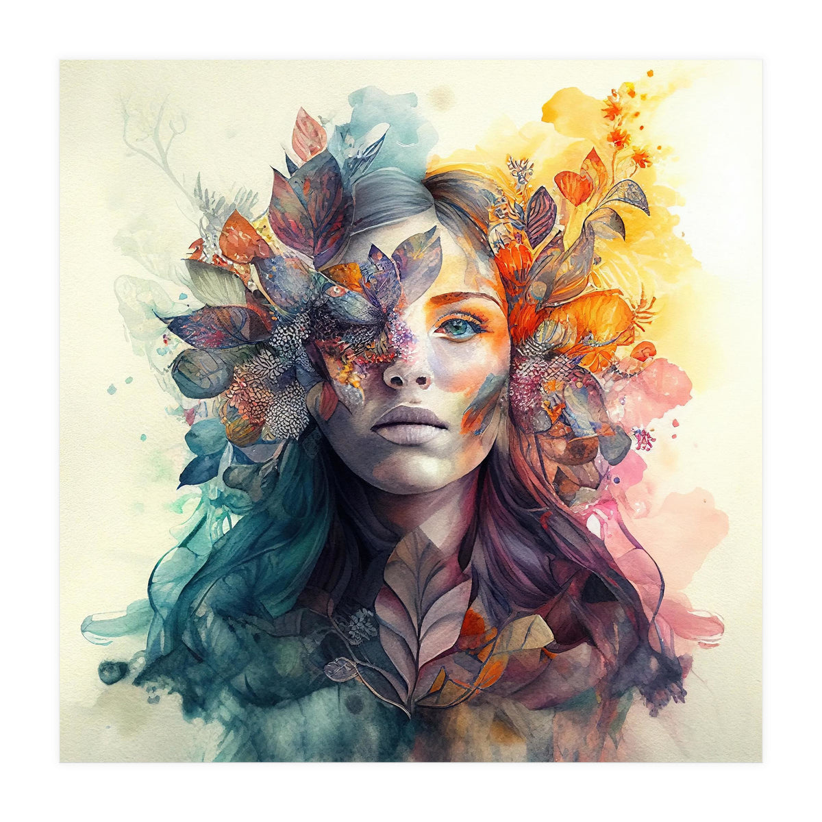 Watercolor Tropical Woman #3 (Print Only)