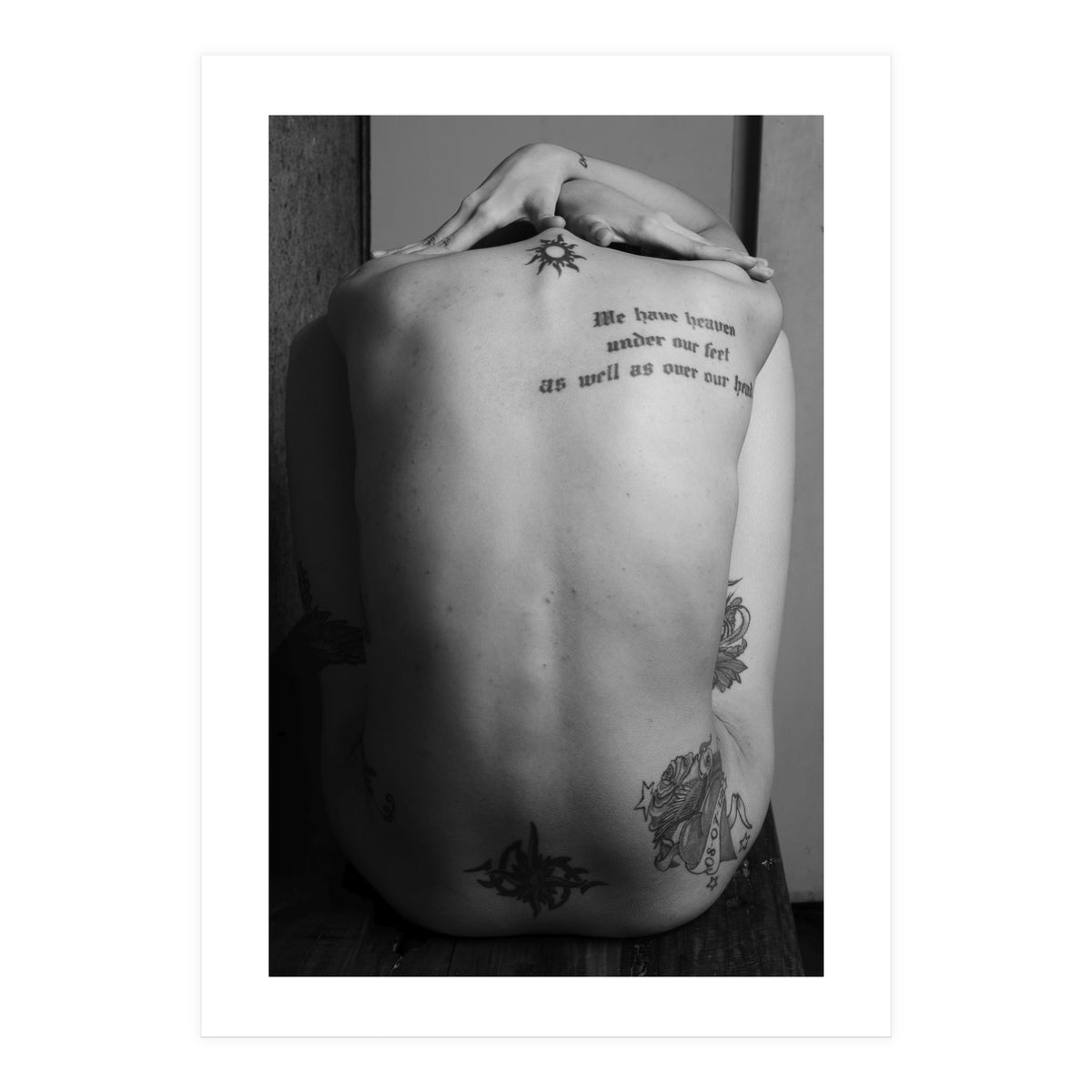Naked body with saying as tattoo (Print Only)