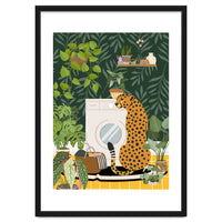 Cheetah in Tropical Laundry Room