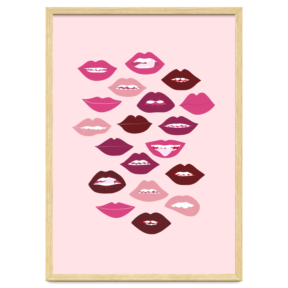 Lips Dark on Pink Background