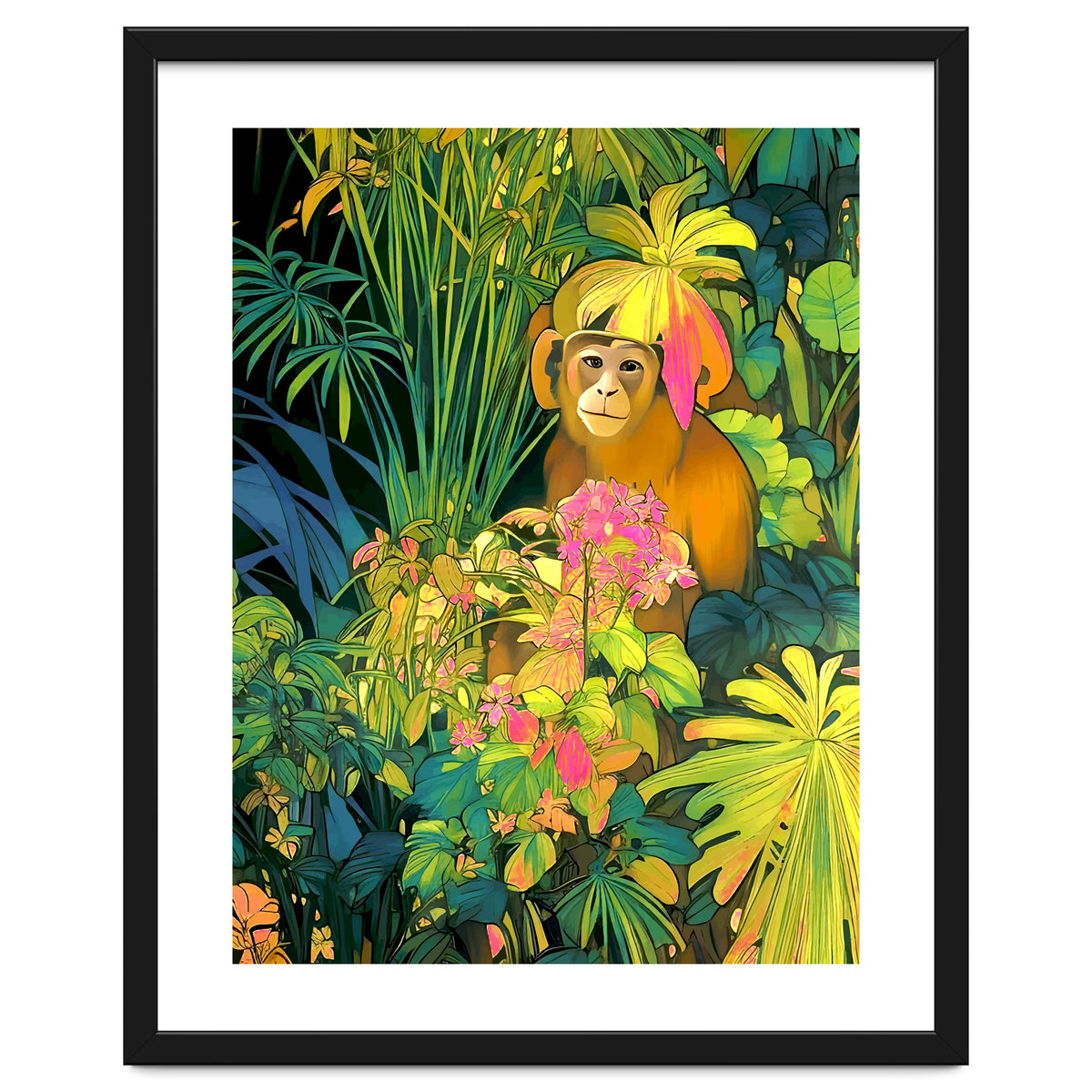 Daydreamer, Coming of Age Monkey Tropical Jungle Plants, Wildlife Botanical Nature Forest Bohemian Animals