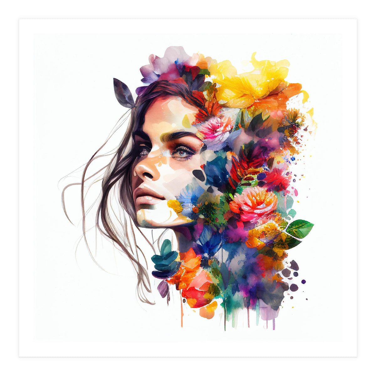 Watercolor Tropical Woman #18 (Print Only)