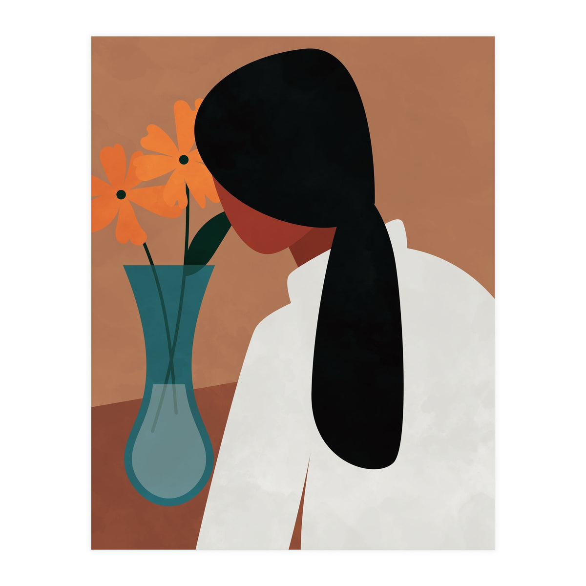 Modern Boho Woman with Flowers (Print Only)