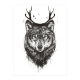 Deer Wolf Bw (Print Only) thumbnail