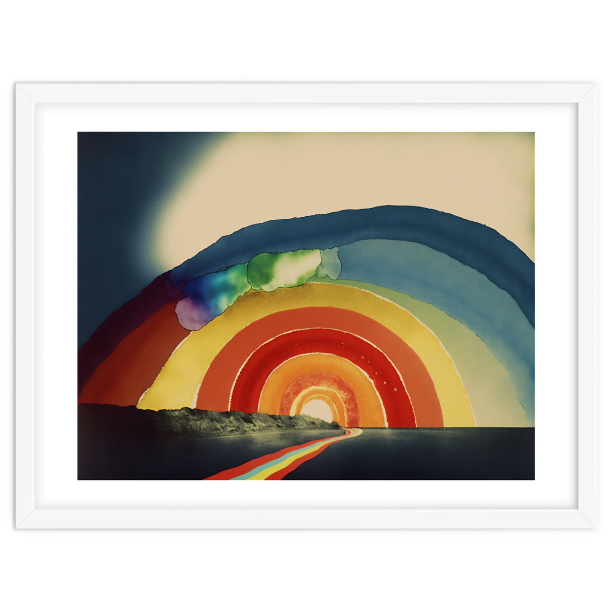 Rainbow Over the Coastline Abstract Painting