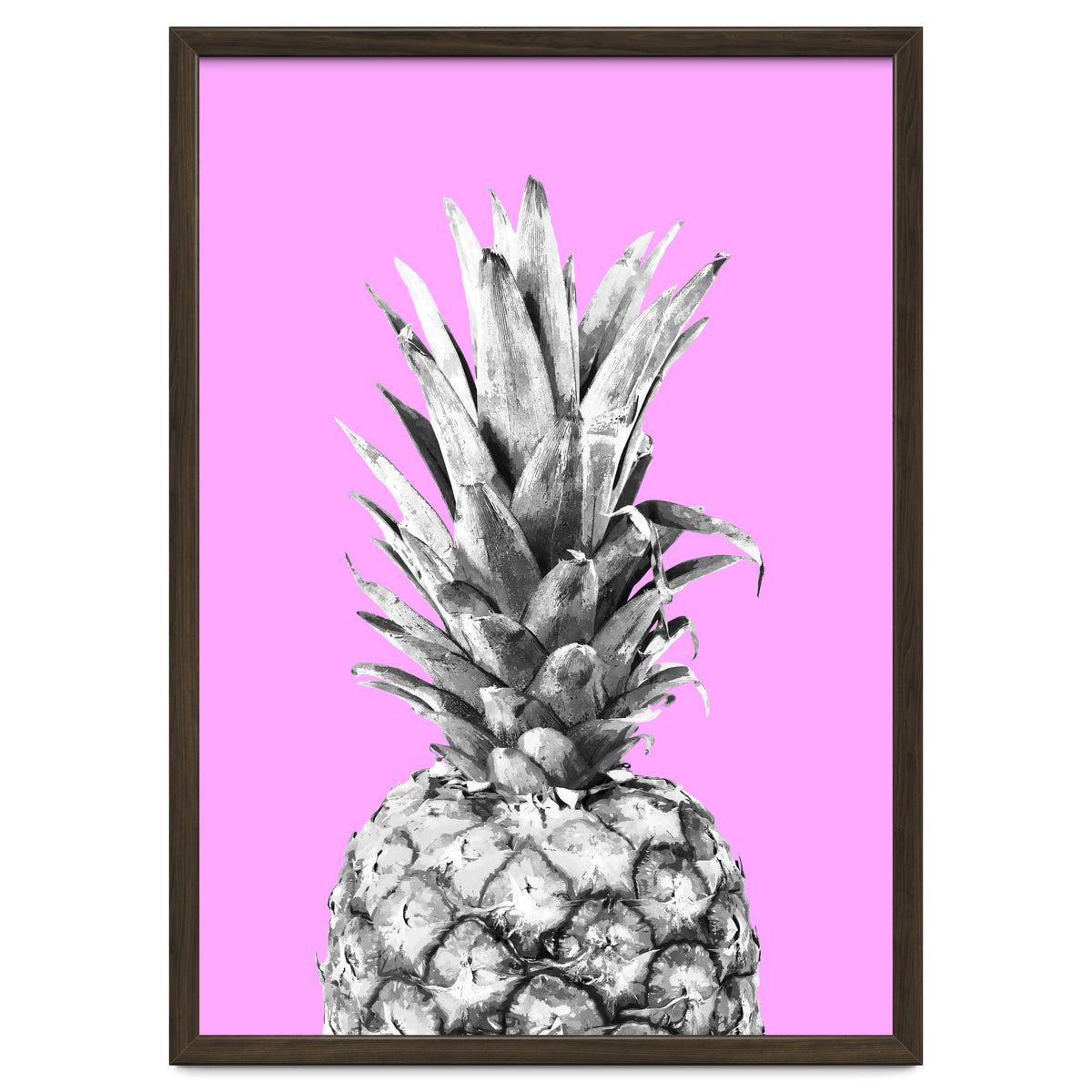 Black and White Pineapple Pink Background
