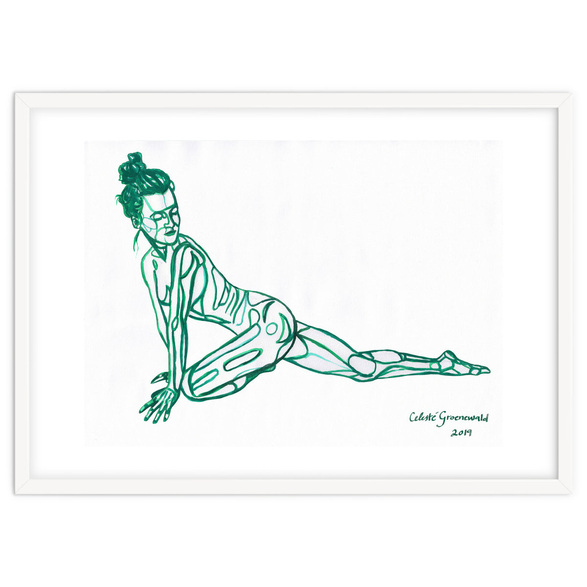 Pigeon Pose in Green