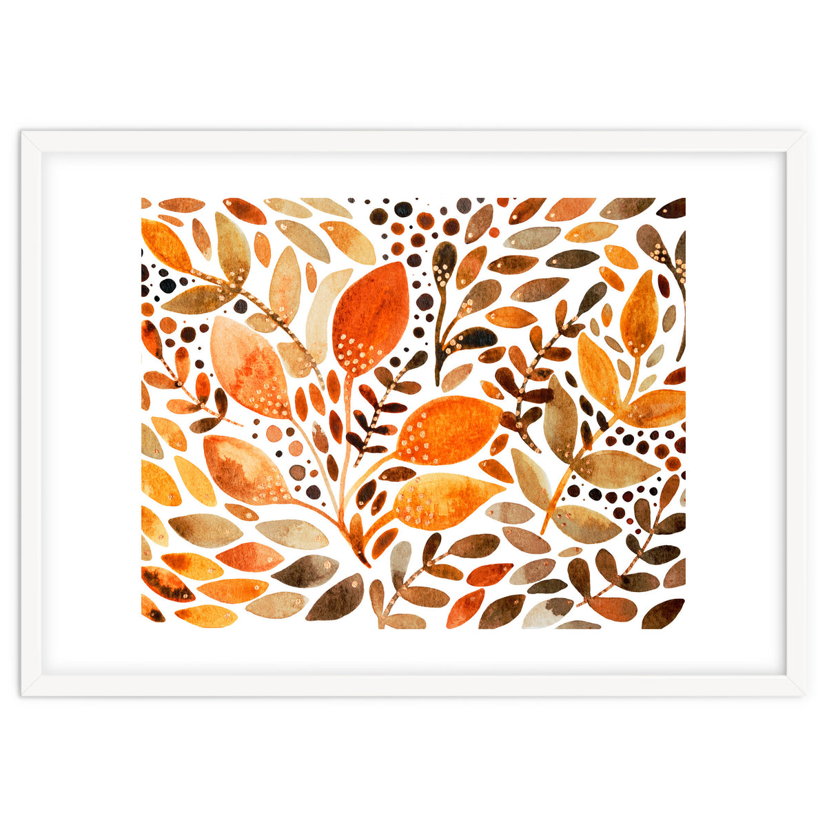 Watercolor modern foliage - autumn palette