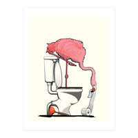 Flamingo on the Toilet, Funny Bathroom Humour (Print Only)
