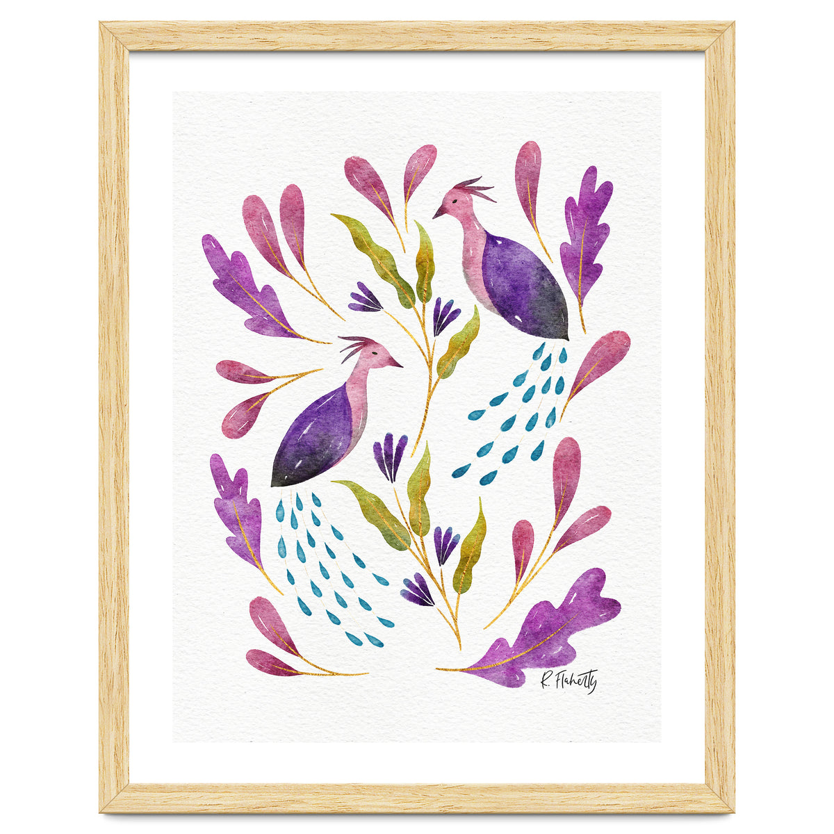 Folk Art Peacocks Purple