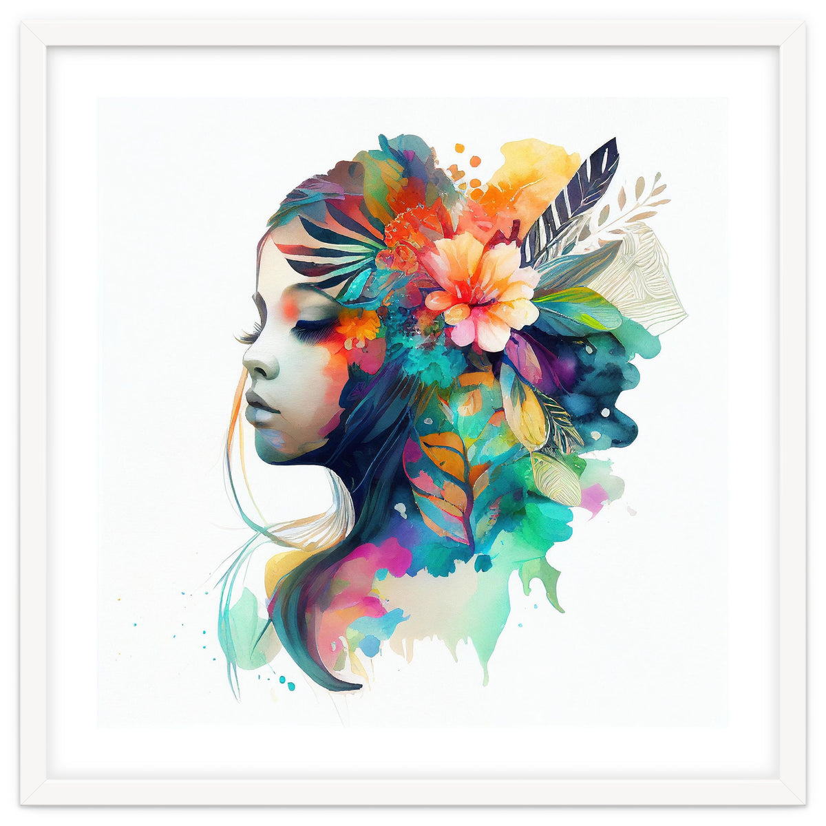 Watercolor Tropical Woman #14