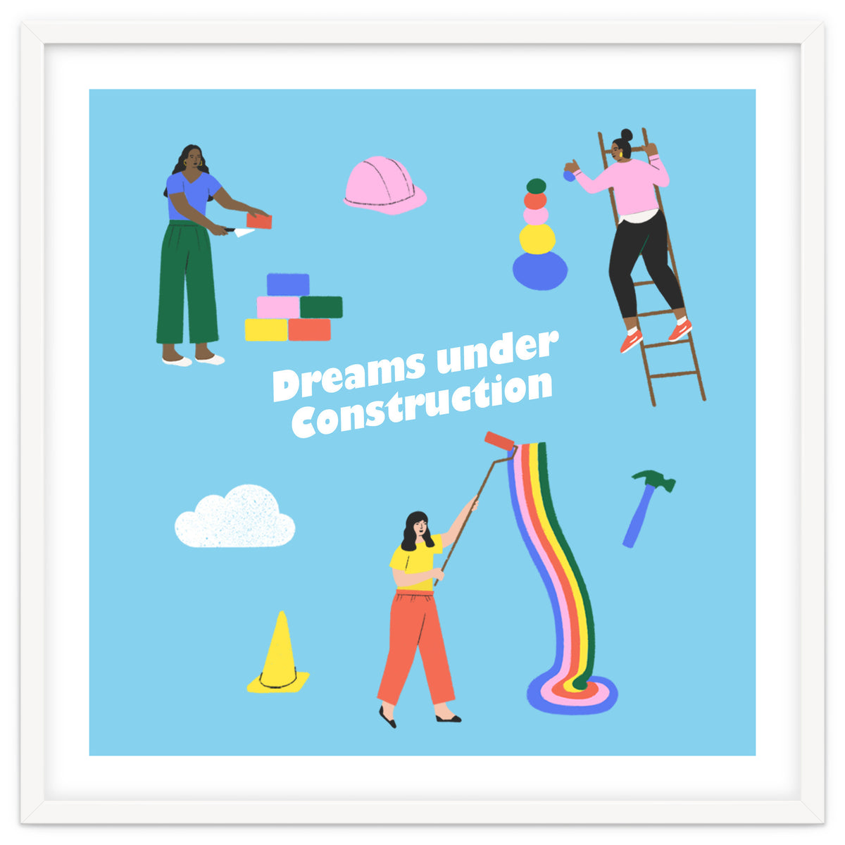 Dreams Under Construction Square Blue