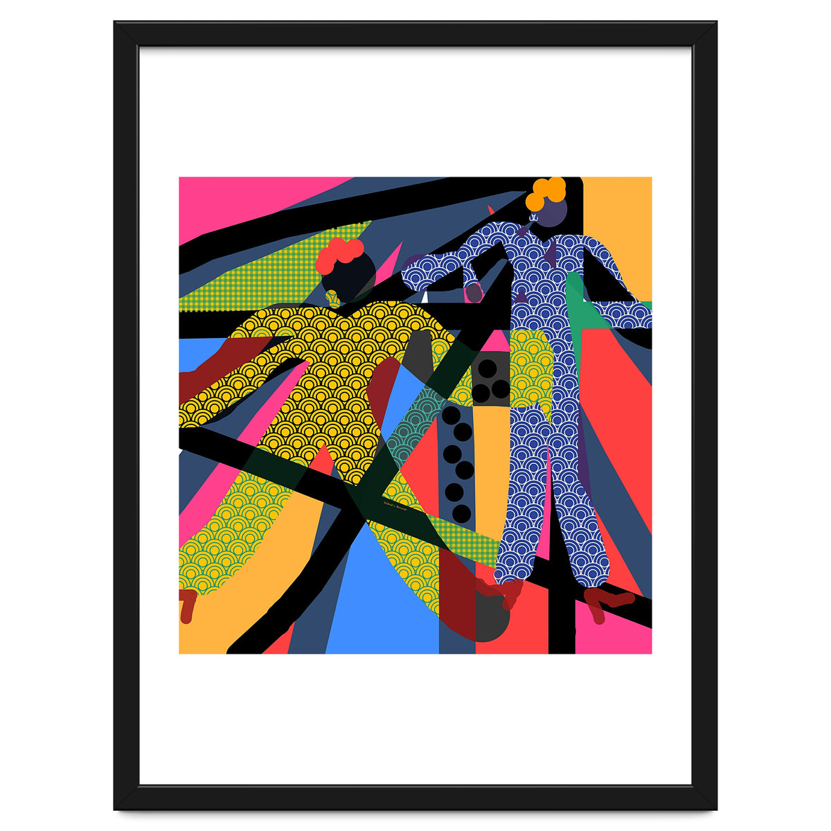 LADIES WEARING YELLOW AND BLUE PATTERNS