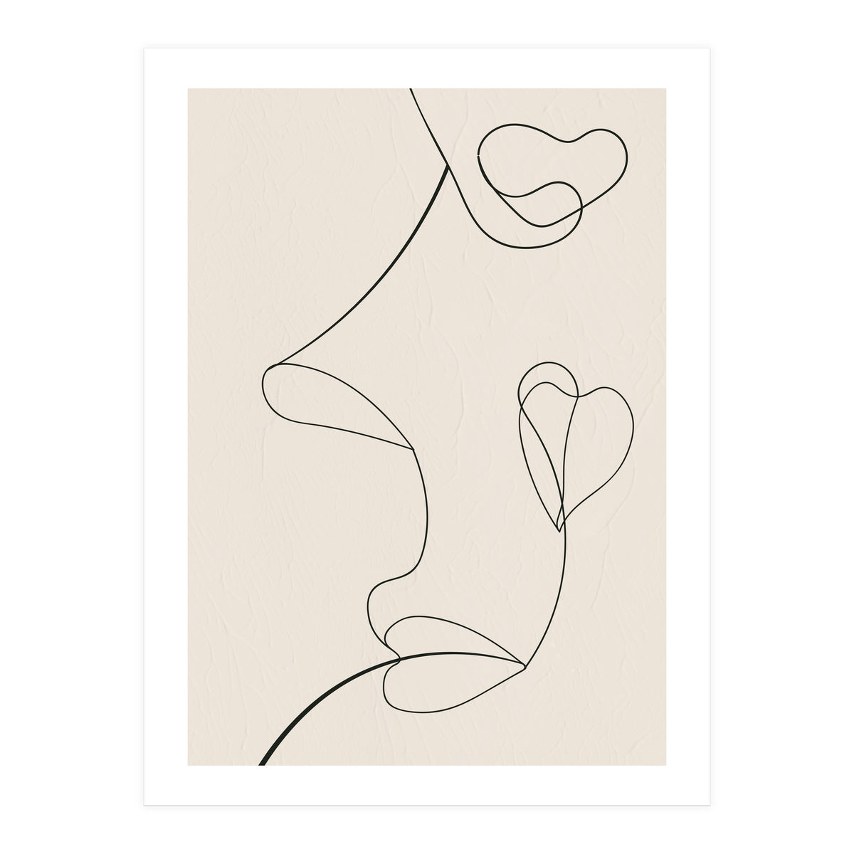 Continuous Line Art Face Drawing Floral Shapes (Print Only)