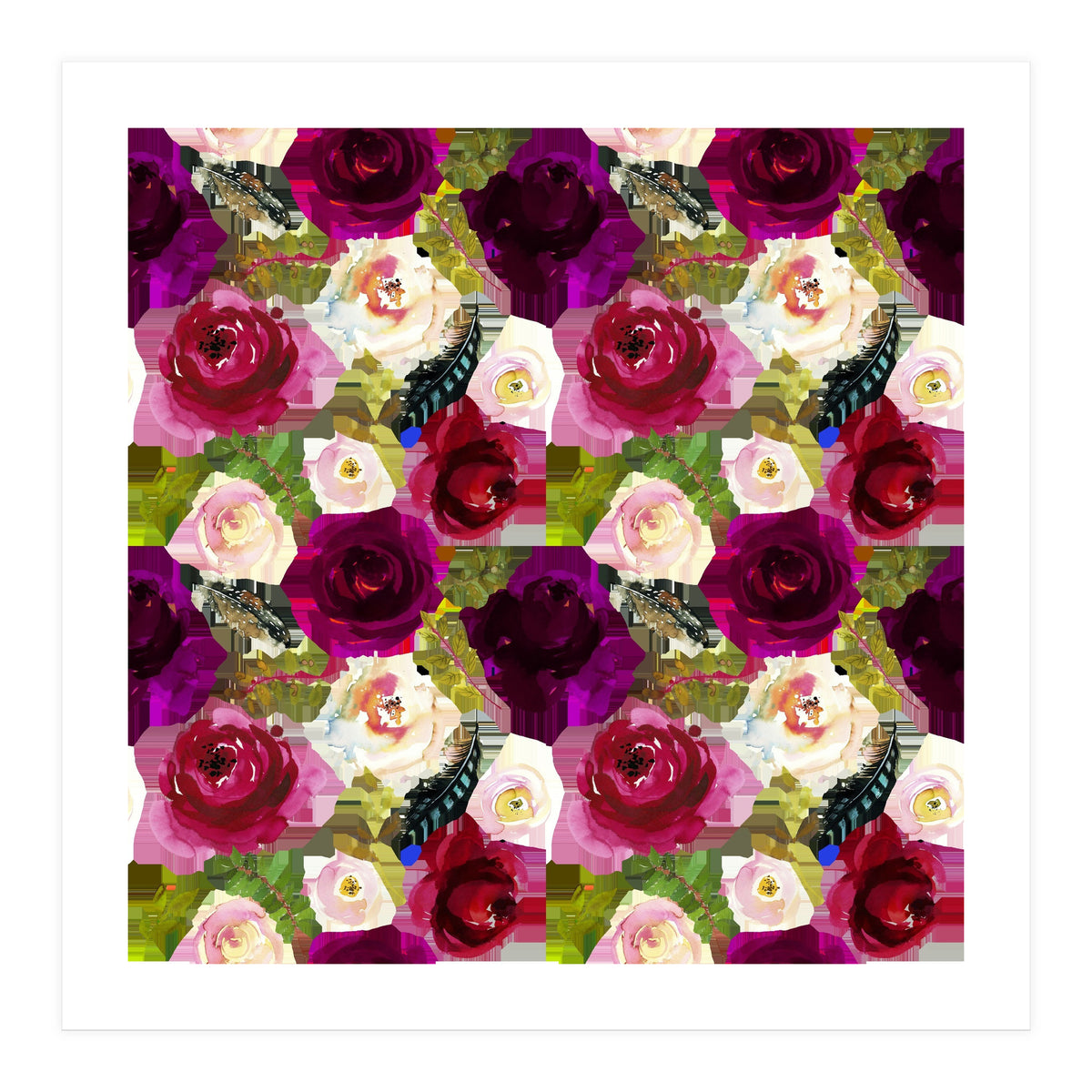 Water Colour Rose Pattern (Print Only)