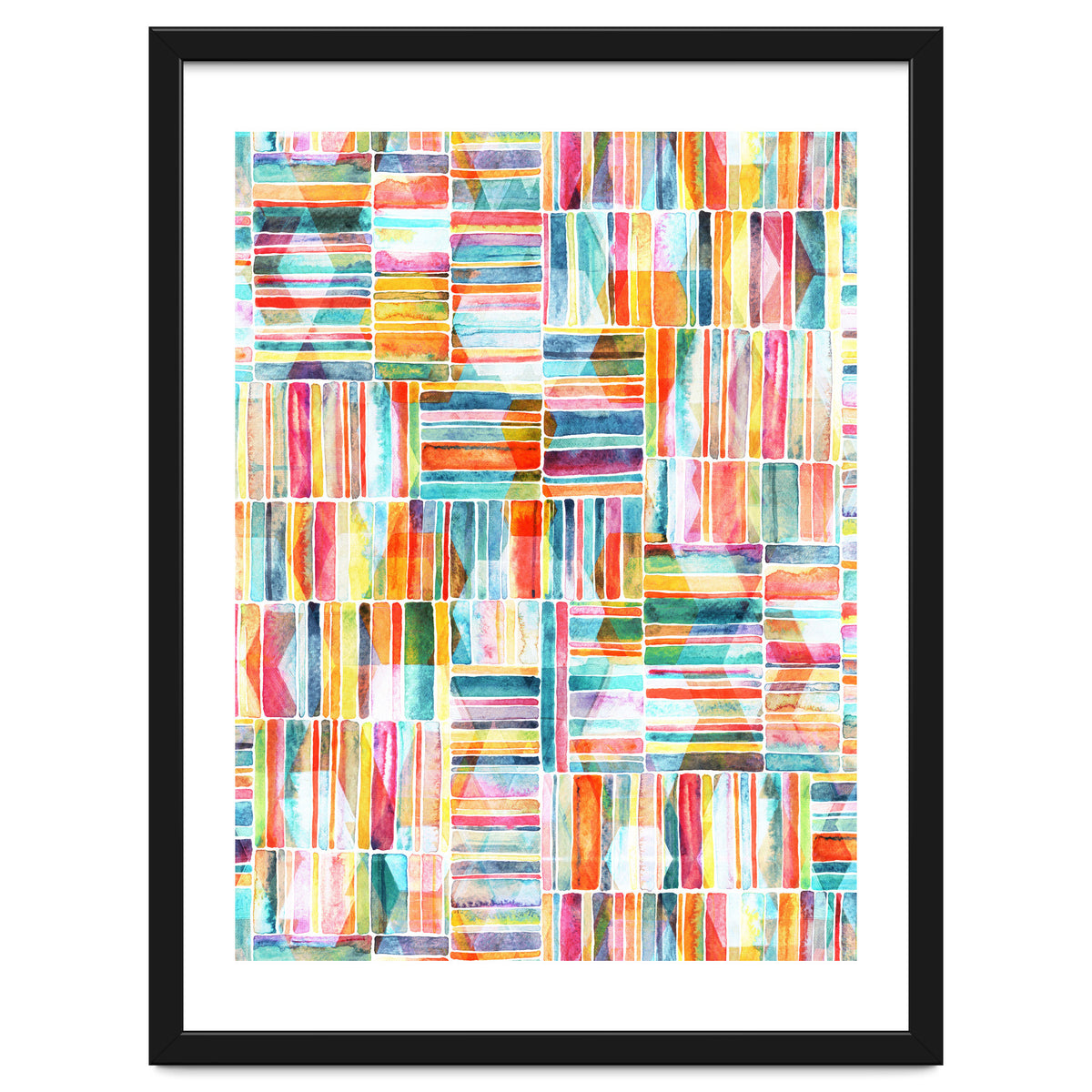 Summer Pastel Geometric and Striped Abstract on white