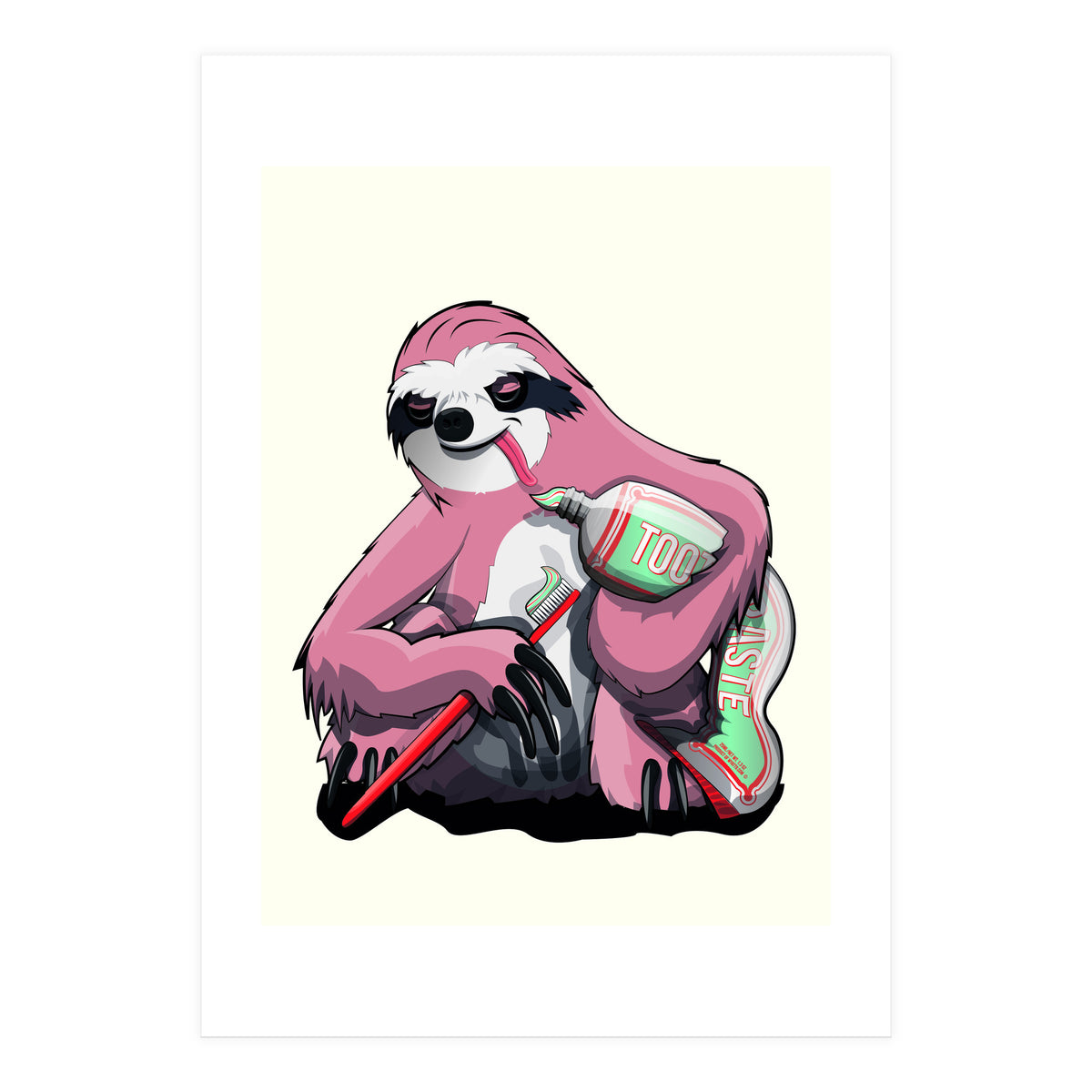 Sloth Brushing Teeth, Funny Bathroom Humour (Print Only)
