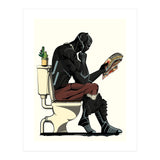 Black Panther on the Toilet, funny bathroom humour (Print Only) thumbnail