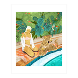 The Wild Side, Human & Nature Connection, Woman With Cheetah Cat, Tiger Painting (Print Only) thumbnail