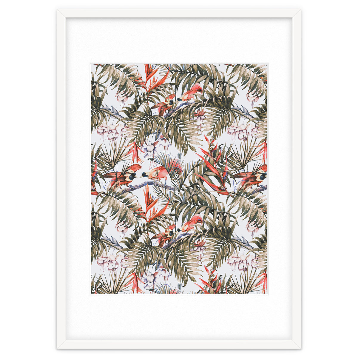 Exotic birds in the jungle paradise