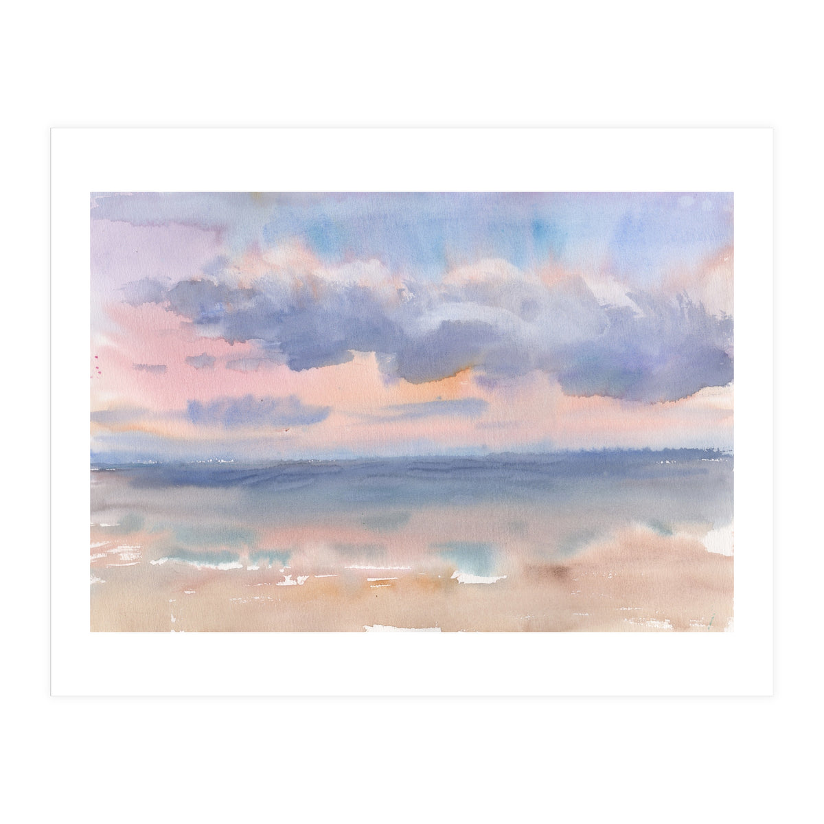 Beautiful morning At The Beach. Watercolor (Print Only)