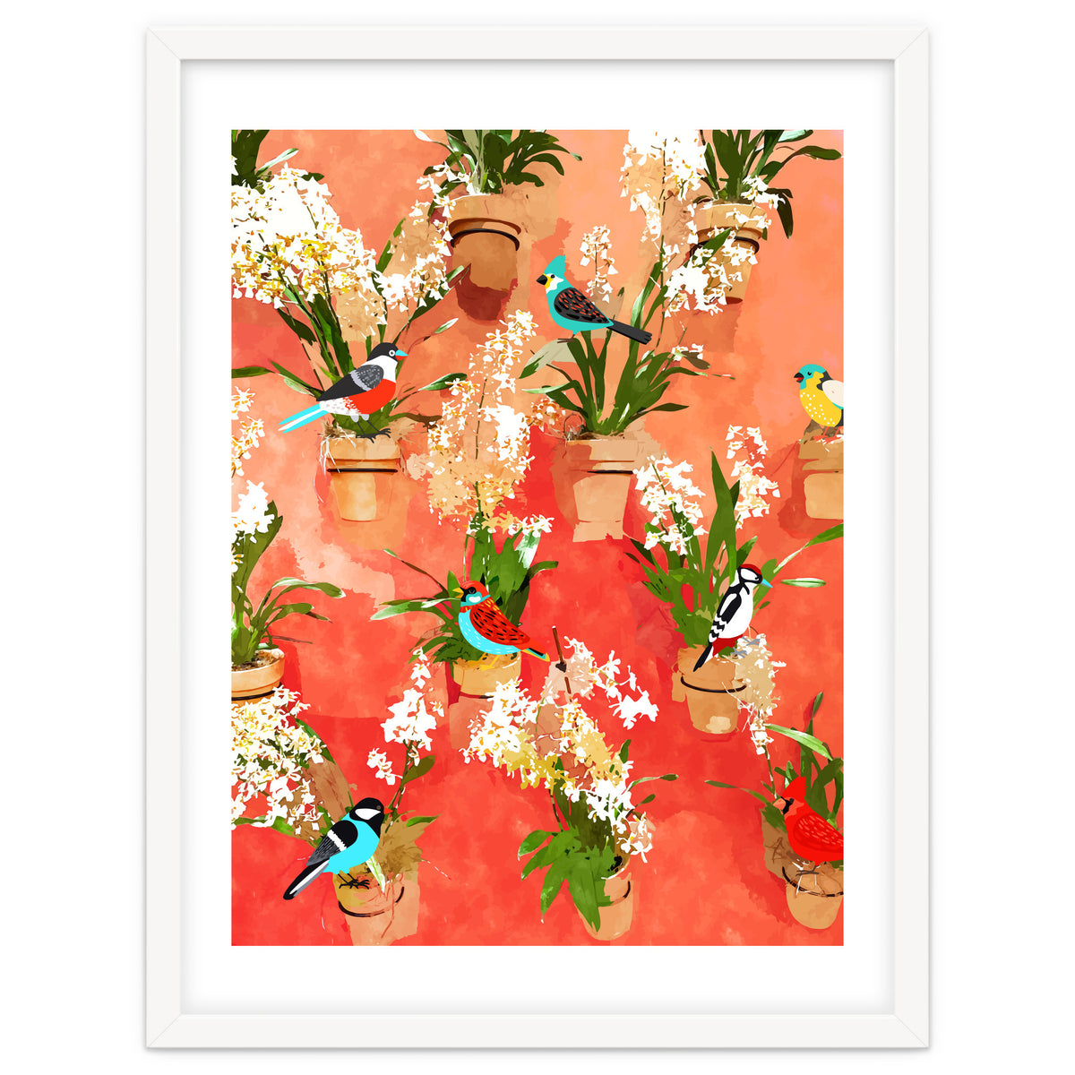 Birds of different feathers flock together | Biodiversity Wildlife Animals Red Watercolor Painting