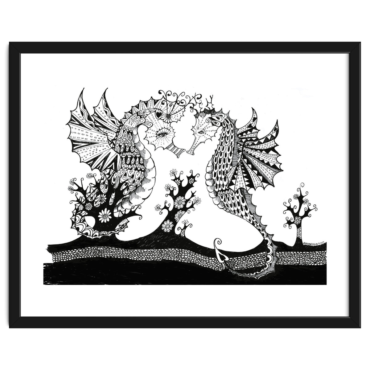 Seahorse Dragons Love Illustration