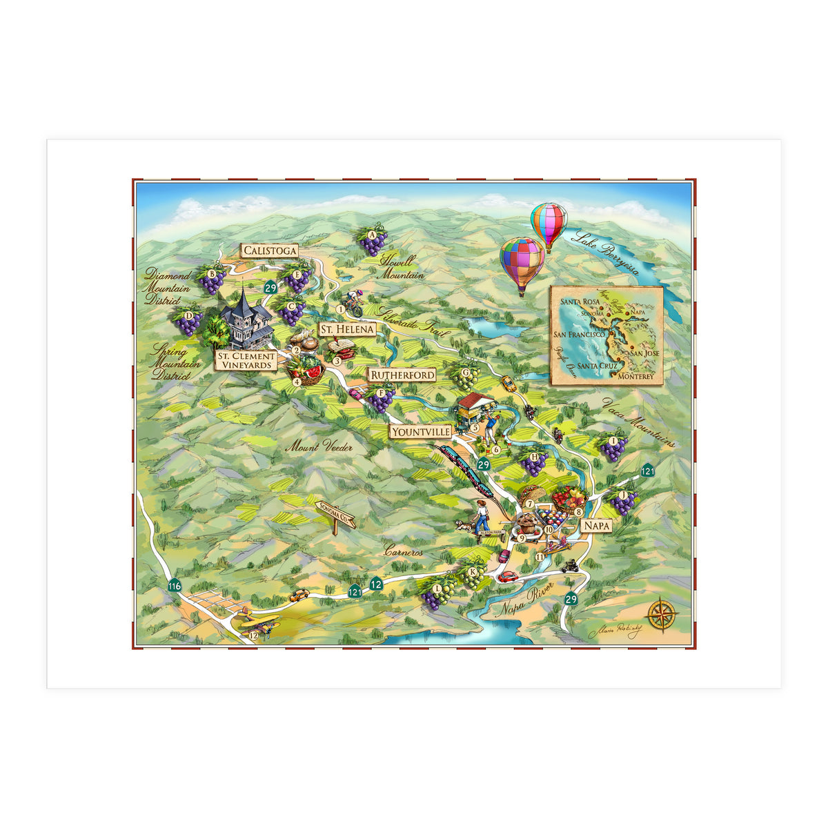 Napa Valley Illustrated Map (Print Only)