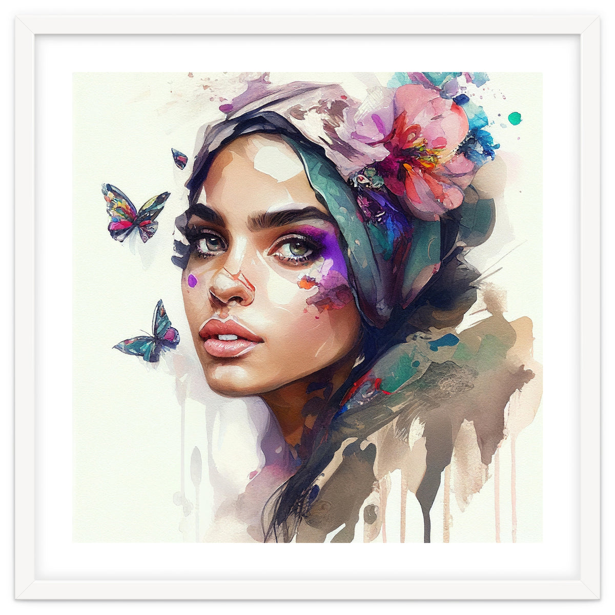 Watercolor Floral Arabian Woman #8