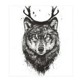 Deer Wolf Bw (Print Only) thumbnail