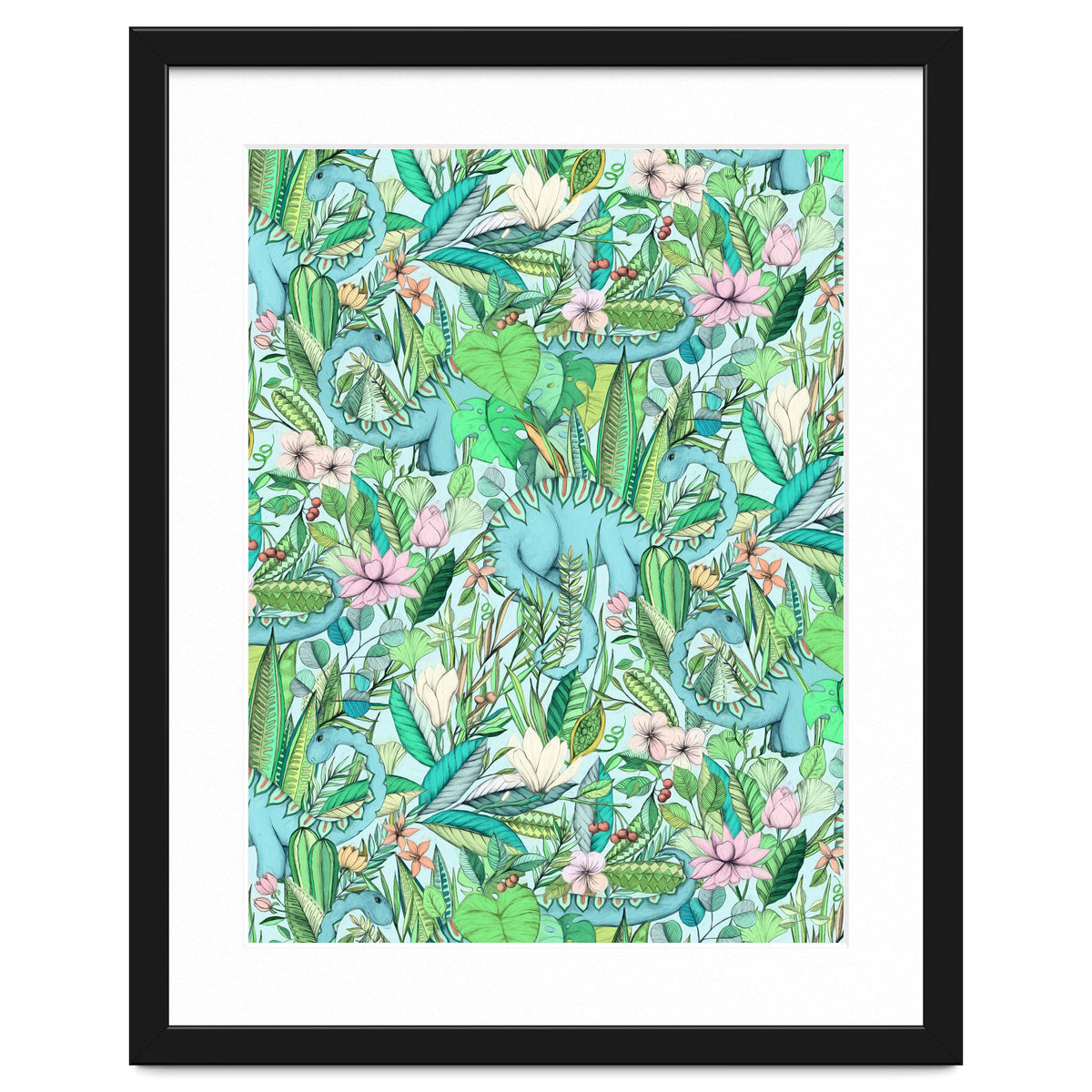 Improbable Botanical with Dinosaurs - soft pastels