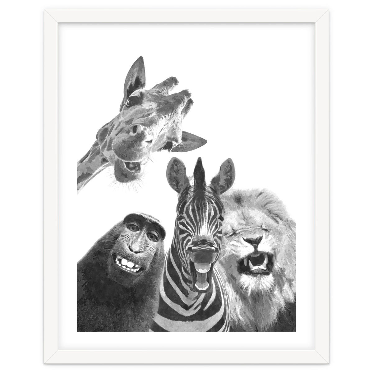 Black and White Jungle Animal Friends