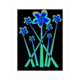 Blue flowers on black. (Print Only) thumbnail