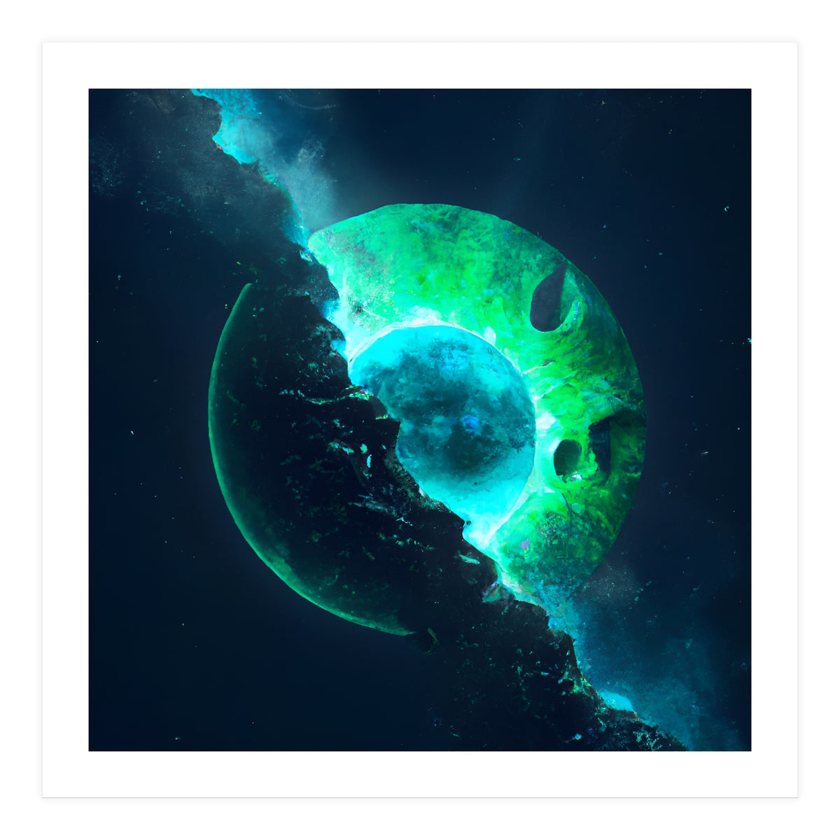 Emerald Lunar Core Cracking Open (Print Only)