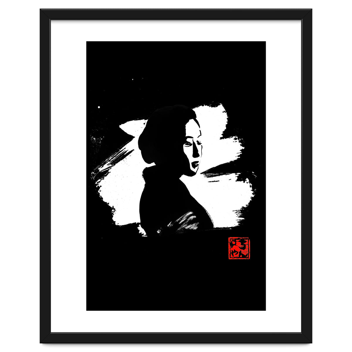 Black gesiha in white