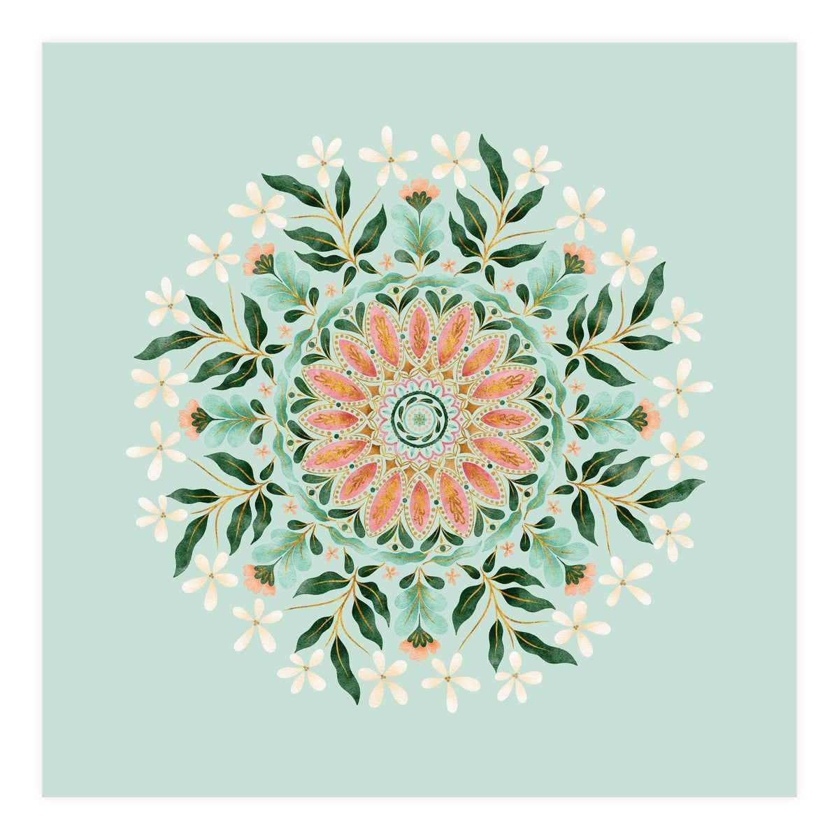 Floral Mandala | Mint Green (Print Only)