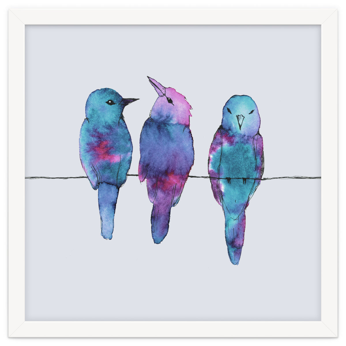 Three birds on a wire
