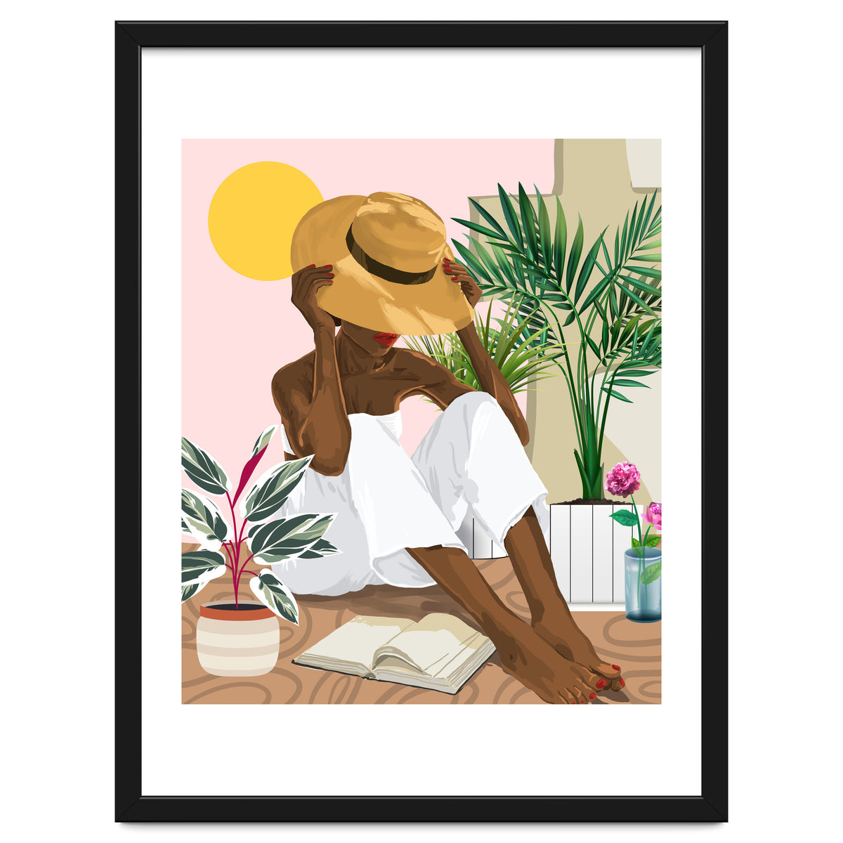 Summer Reading | Modern Bohemian Black Woman Travel | Beachy Vacation Book Reader