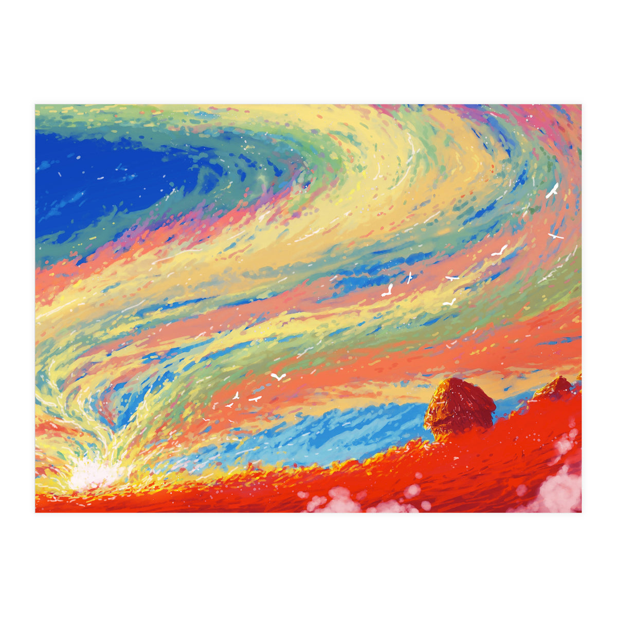 Haystacks At Sunset Reimagined (Print Only)