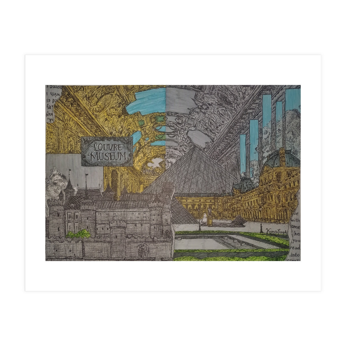 Louvre Museum Coloured (Print Only)