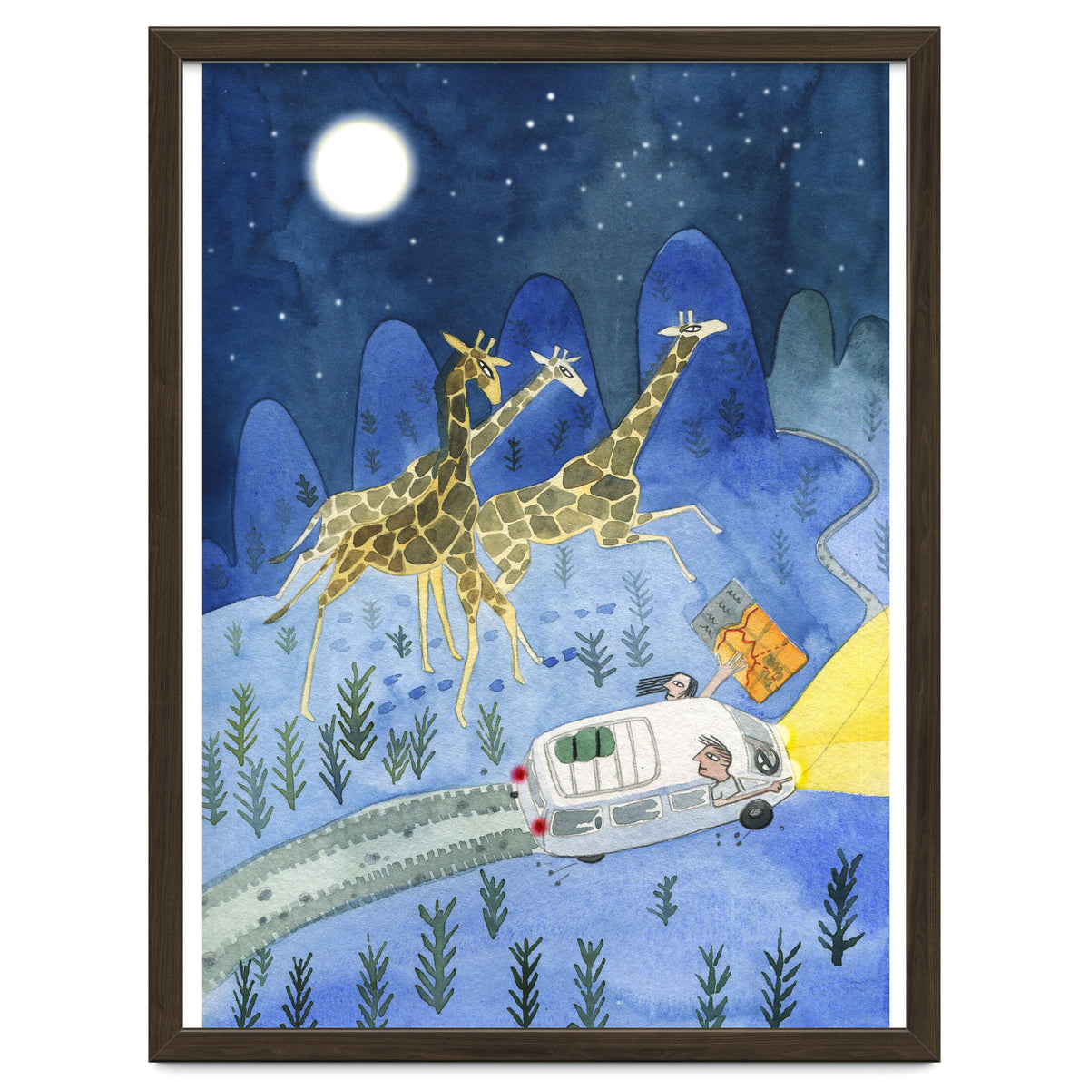 Giraffes In Moonlight