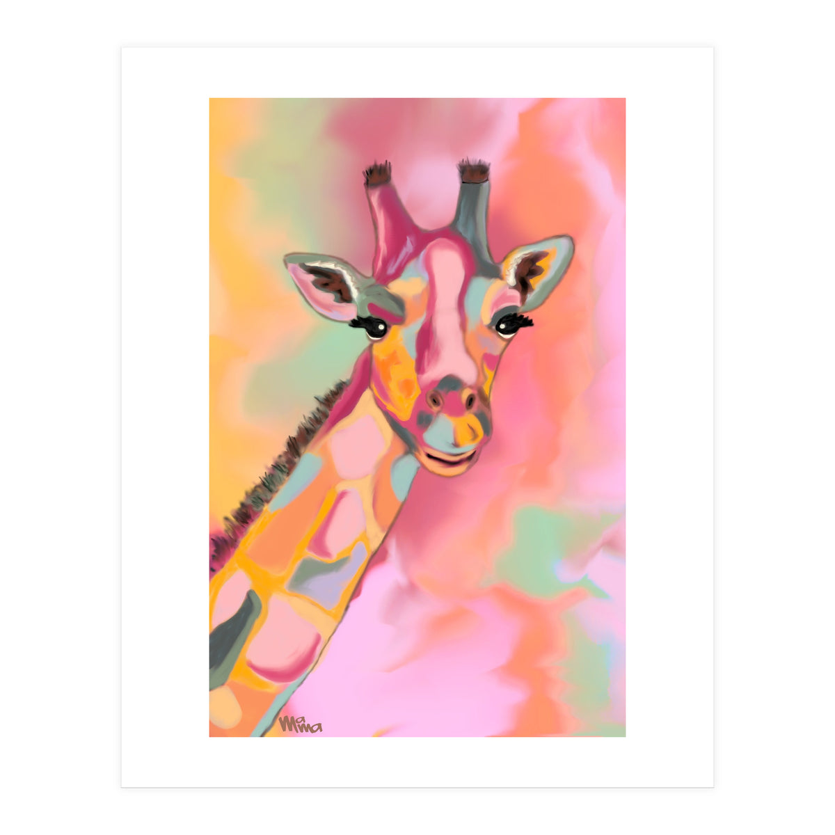 Giraffe Reaching the Rainbow (Print Only)