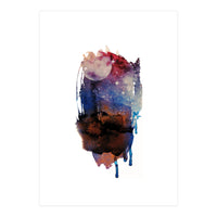 Abstract watercolour red moon (Print Only)