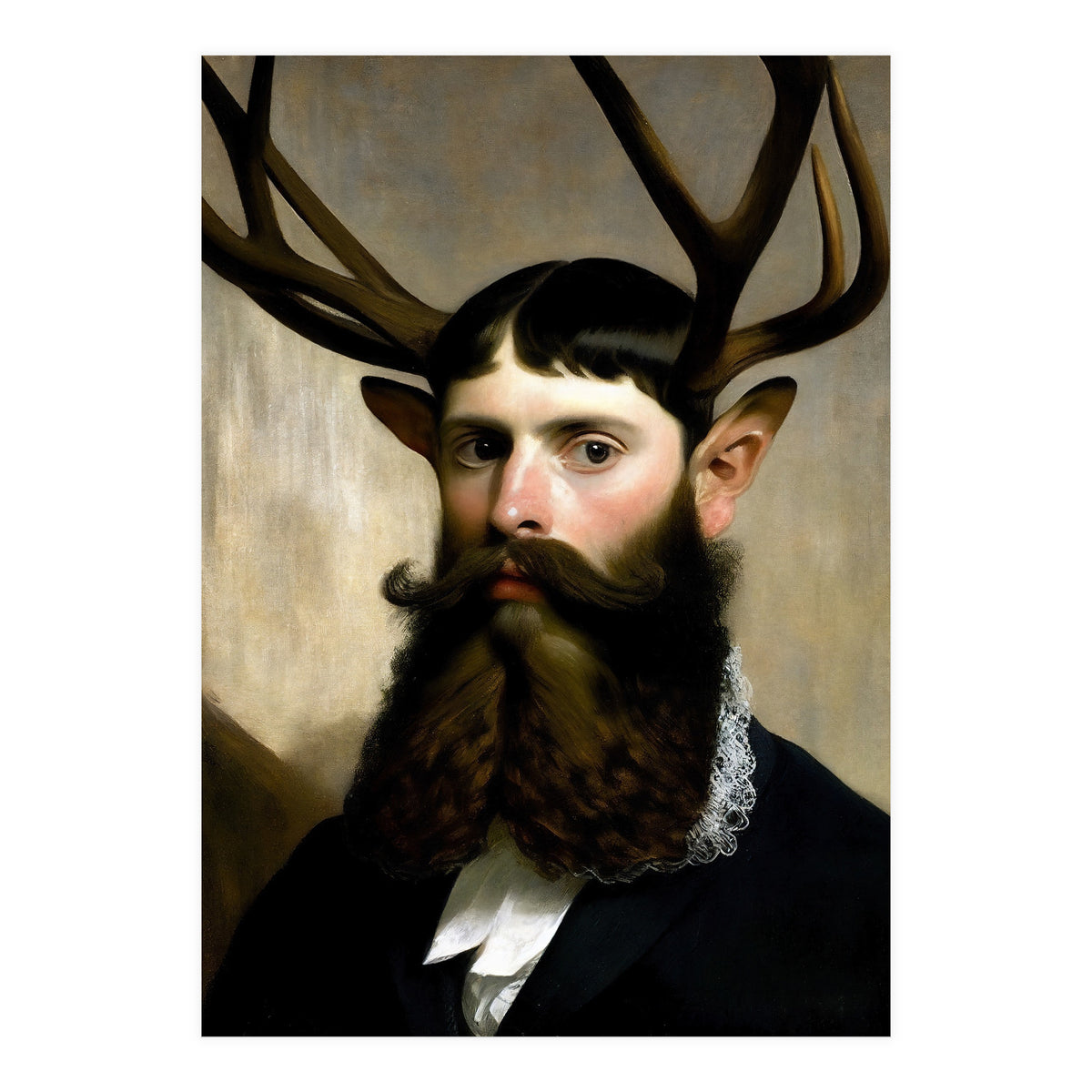 Man Stag Surreal Oil Painting (Print Only)
