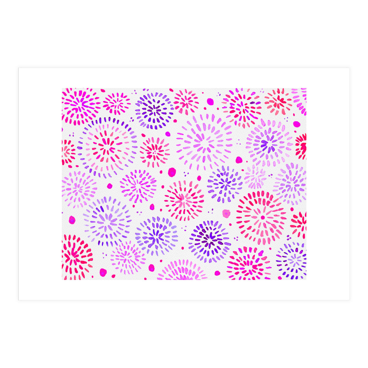 Abstract fireworks pattern in magenta and purple (Print Only)